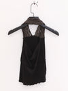 BASERANGE France organic cotton Nehru lace patchwork vest camisole BAS-TONT-LA-SP25-BLACK (BROWN)